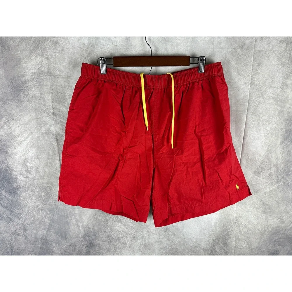 Polo Sport Ralph Lauren Mens Red‎ Swim Trunks XXL Yellow Pony Logo 6 Inch Inseam